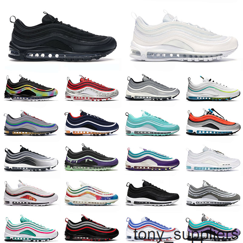 

2021 New Arrival Sports 97s OG Cushion Running Shoes Classic Triple Black ALL White Jayson Tatum Star South Beach Trainers Sneakers 36-45