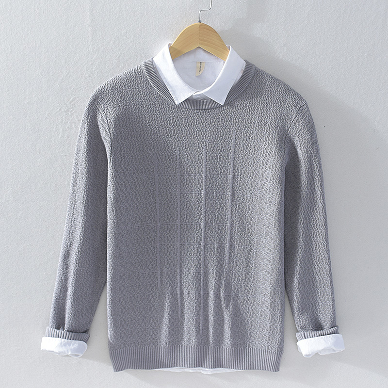 

2021 Autumn and Winter Male Style Long-sleeve Shirt Around the Neck Trend Sweaters for Casual Man Knitted Thin Chandail Men's Sweater 13ov, Coffee