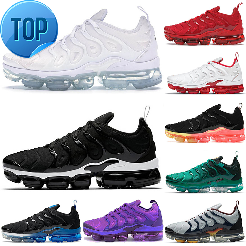 

wholesale tn plus running shoes for men women Triple Black White Cherry Fresh Atlanta Hyper Blue 032 Bred Pure Platinum mens trainers sport