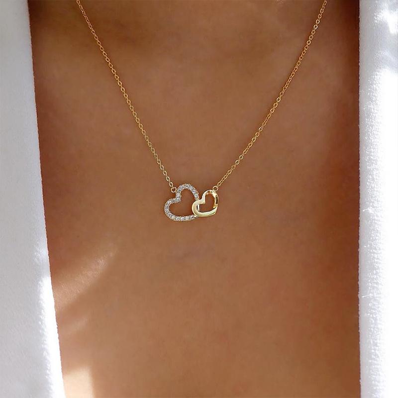 

Pendant Necklaces Romantic Simple Big Small Heart-shaped Necklace Exquisite Crystal Zircon Gold Clavicle Chain Women's Wedding Jewelry