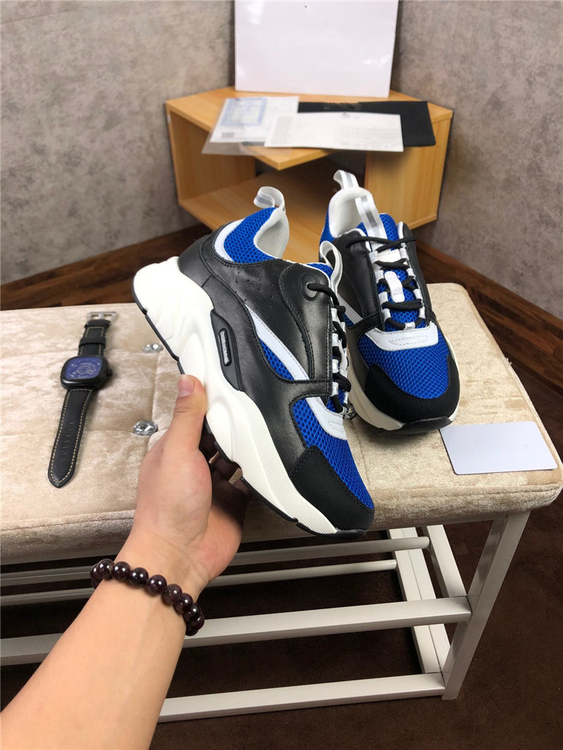 

Designer Luxury Casual Shoes B22 Homme in Black Grey Leather and Blue White Mesh Sneaker Sneakers Sports Trainers Platform Authentic With Original Box, Don't pay it