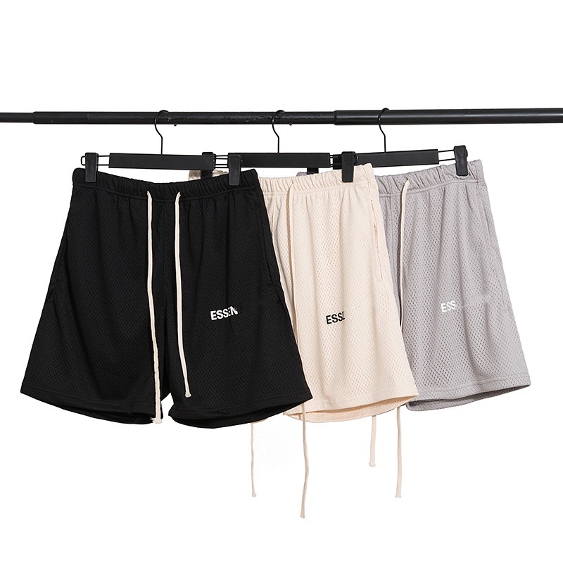 

Trendy OS European and American Popular Brand Fog Double Wire Mesh Shorts Gray Apricot Black Hanging Gear Pants Loose