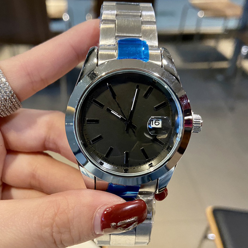 

4-Business men automatic date gold watch montre de luxe steel quartz movement classic style three hands fashion designer wristwatch, Box