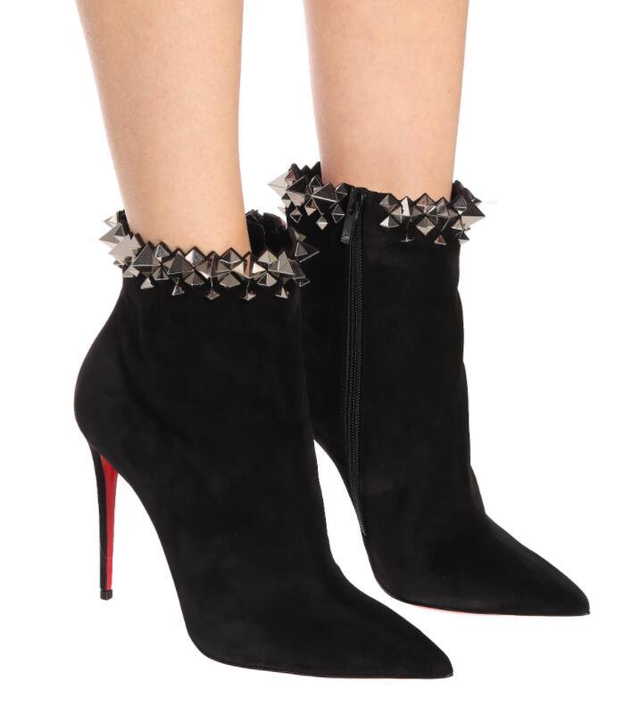 

Elegant Winter Women's Red Bottom Boots Firmamma Ankle Boot Black,Brown Leather High Heels Lady Booties Perfect Reds Sole Party Wedding