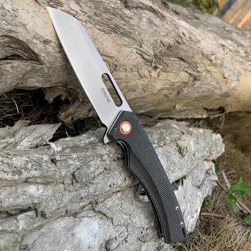 

2021 new knife 59HRC D2 blade High-end linen handle EDC Folding Pocket Knife Survival Gear