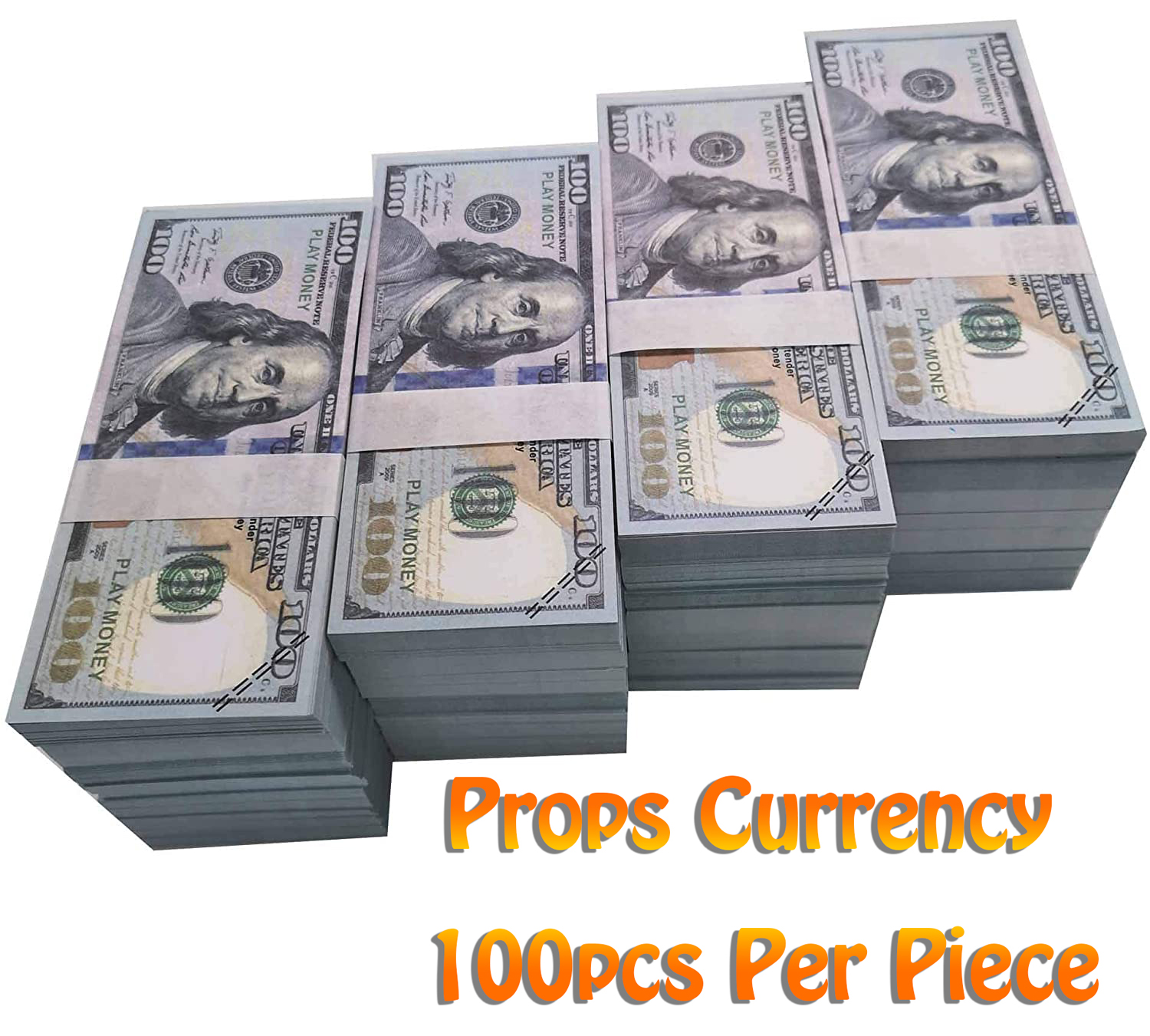 

Party Movie Prop Money Full Print 2 Sided One Stack 100 pcs US Dollar Bills for Movies April Fool Day Kids and TikTok