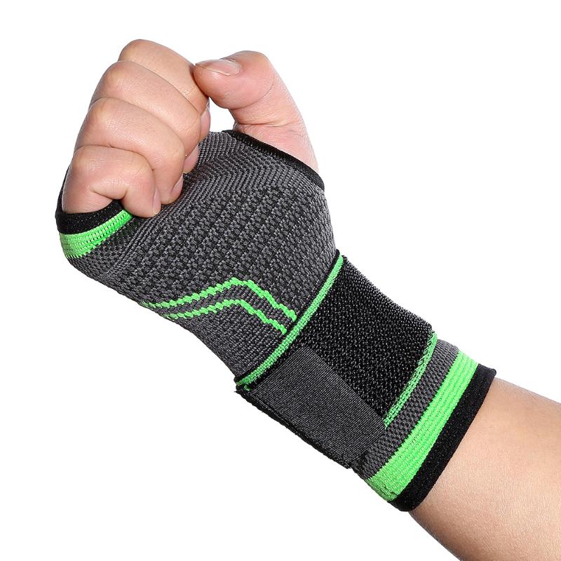 

Sports Weightlifting Bracer Pressurized Knitted Breathable Guard Wrist Protection Basketball Adult Exercise Equipment 07JW256, Green single