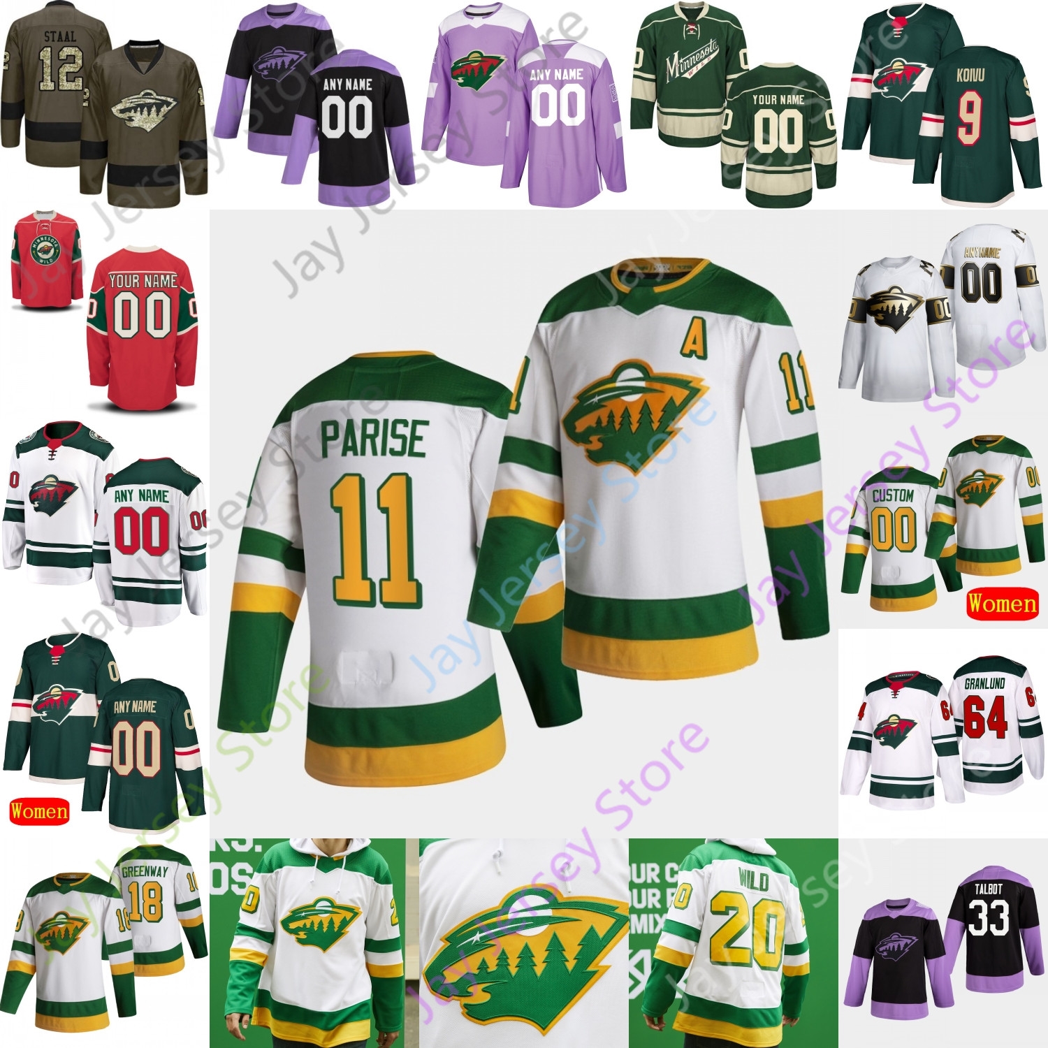 

2021 Minnesota Wild Hockey Jersey Matt Dumba Kevin Fiala Zach Parise Jared Spurgeon Ryan Suter Talbot Zuccarello Greenway Joel Eriksson Ek, Green