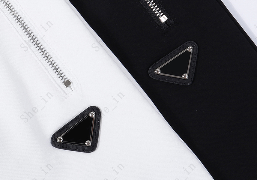 

Pants Women and Mens Fashion Metal Triangle Letter Pattern Unisex Capris Trendy Joggers Sweat pant High Quality, Black