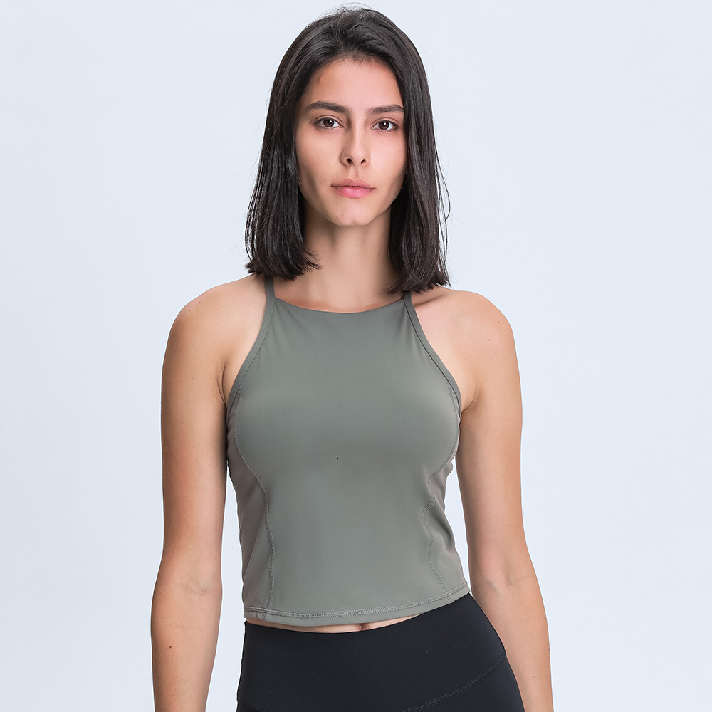 

2021 High Neck Simple Fitness Workout Yoga Harvest Top Naked Women Feel Racerback Leisure Superior Athletic Bra Eoor, White