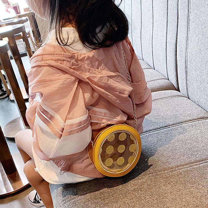 

PVC Transparent Round Handbags High Quality PU Leather Women Crossbody Bags Female Small Fresh Printed Chain Shoulder Bags, Red