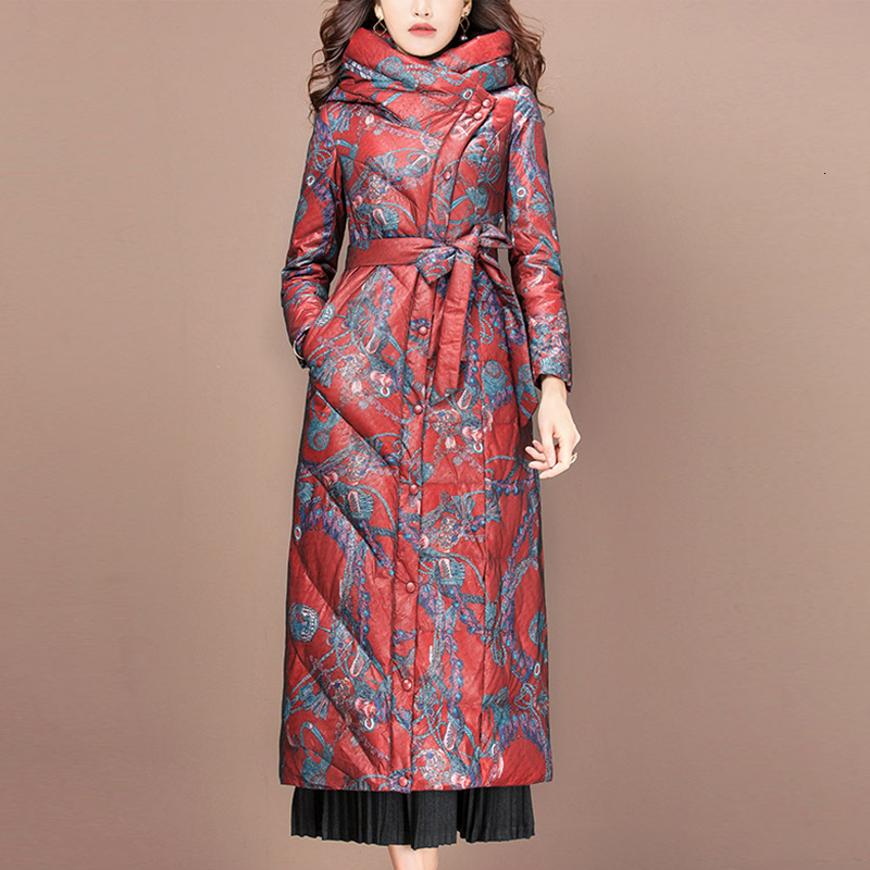 

2021 New Autumn Hooded Long Coat Female Parka Duck Down Jacket Winter Women Jackets Pp090 No9c, Black