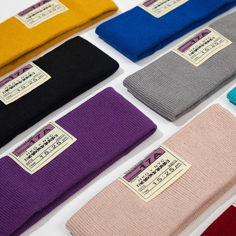 

Hair Accessories Fashion Pure Color Knitted Bands For Man Woman Wide Headbands Letter Stretchy Yoga Workout Sport Hairbands