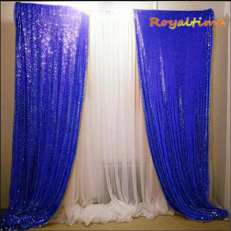 

Party Decoration 4x15FT Sequin Backdrop Royal Blue Gold Curtain Background