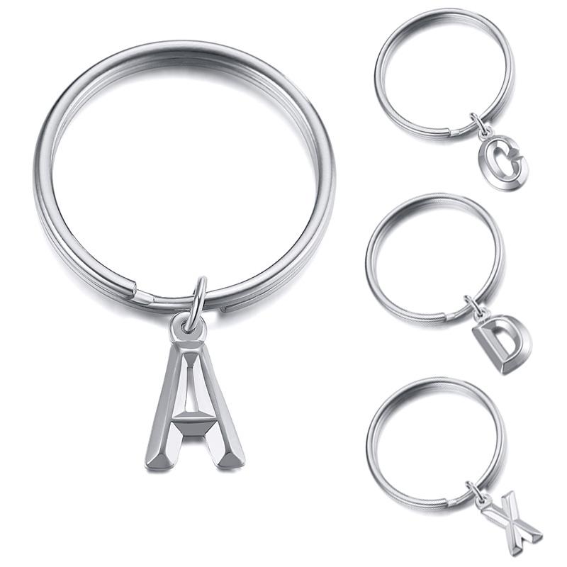 

Keychains Alphabet Initial Letter Keychain Women Charm Statement Gifts Unisex Stainless Steel Keyring