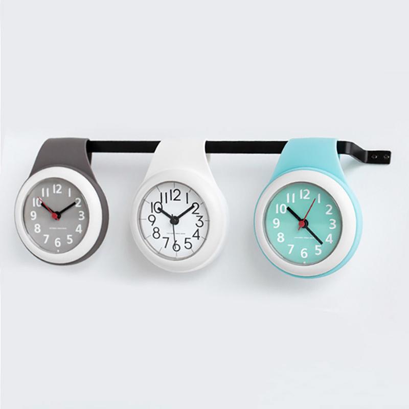 

Bathroom Waterproof Clock Wall Clock With Sucker Quiet Bathroom Kitchen Bath Household #4s
