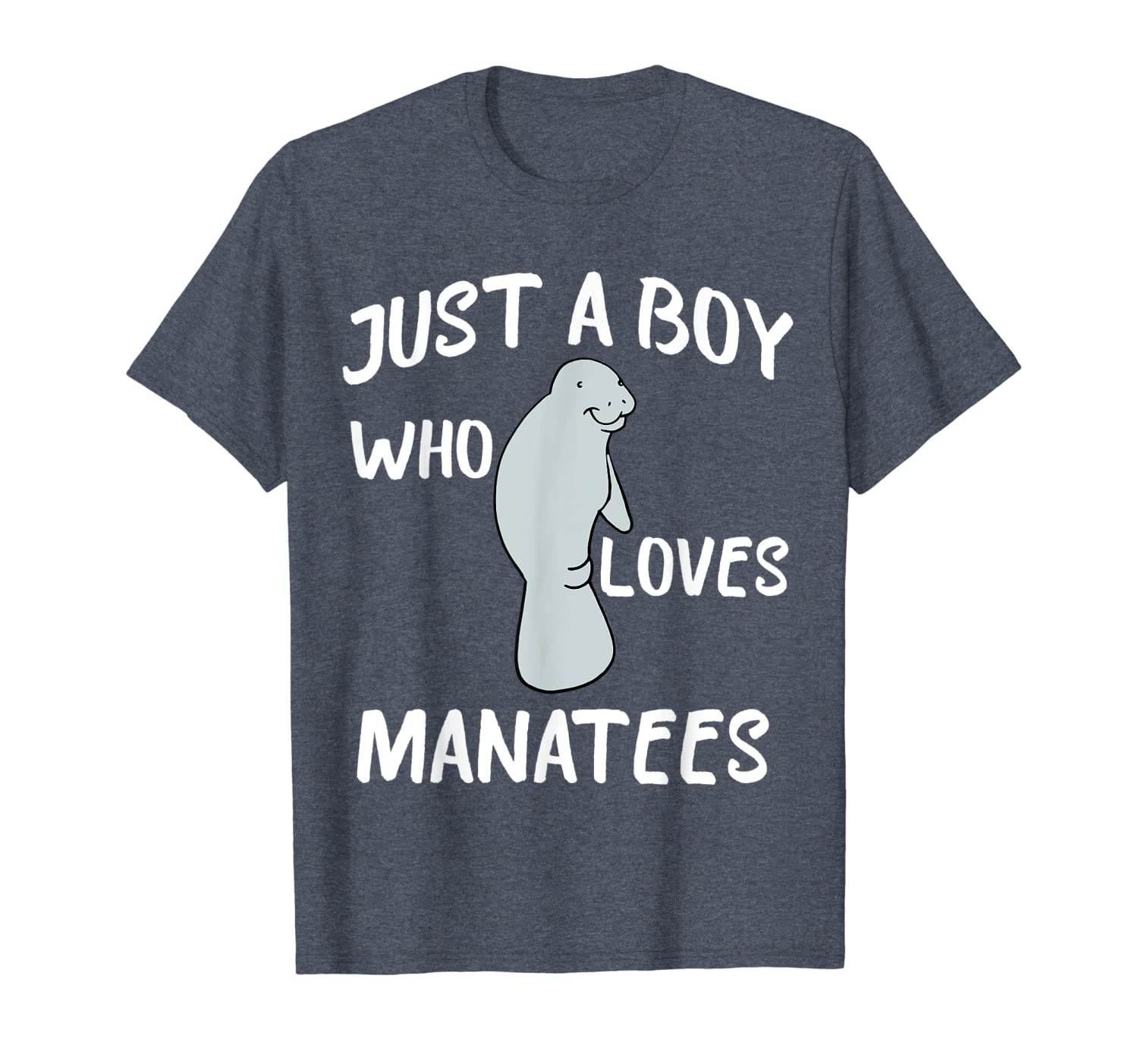 

just a boy who loves manatees floaty sea cow dugong t-shirt, White;black