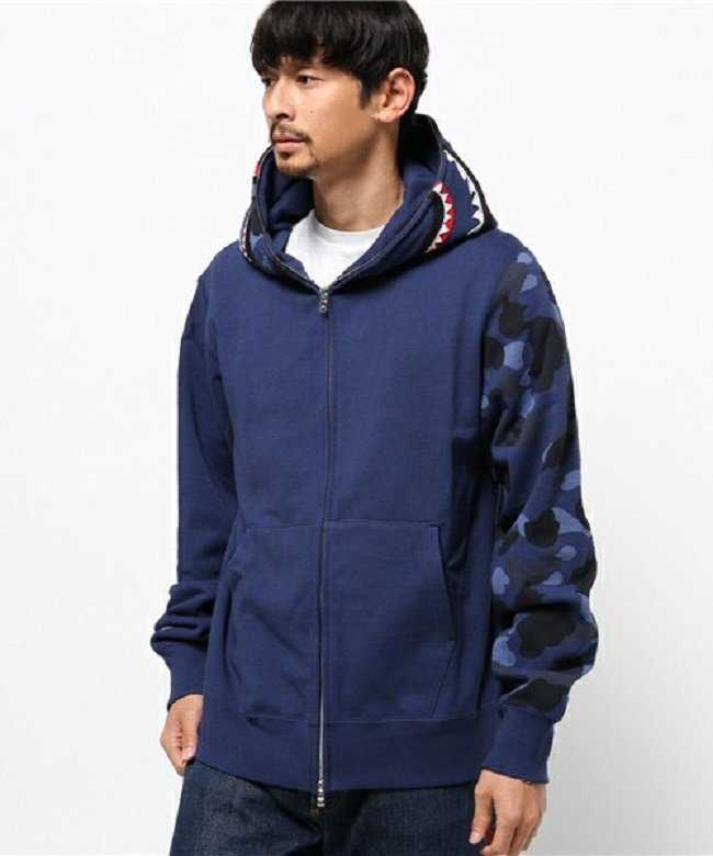 

Casual fashion sweater bathing ape fish head camouflage ape complete zipper jacket windbreaker hoodie hip hop men' designer winter jacket