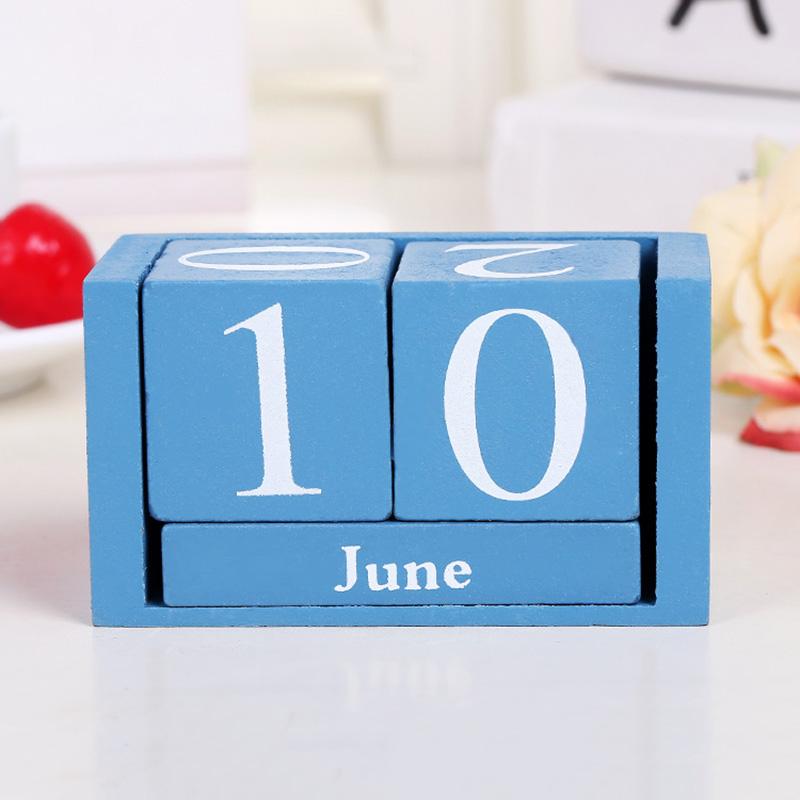 

Vintage Wooden Perpetual Desk Calendar Block Planner Permanent Desktop Organizer DIY Agenda EJ Novelty Items