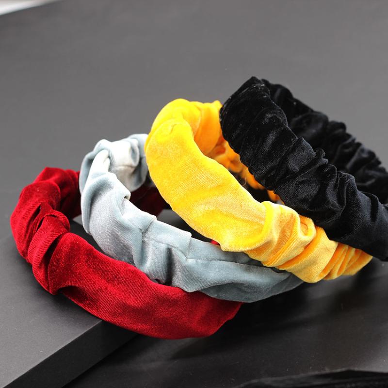 

Hair Clips & Barrettes Fleece Simple Twist Headband Korean Style Fabric Net Red Casual Street Shoot Catwalk Temperament 710, Golden;silver