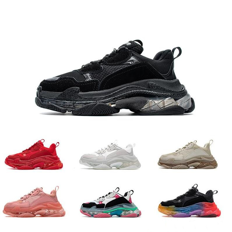 

2020 Designer Triple S Clear Bubble Midsole Men Women Green Black White Triple-S Casual Shoes Sneakers Increasing Leather # W3dI#