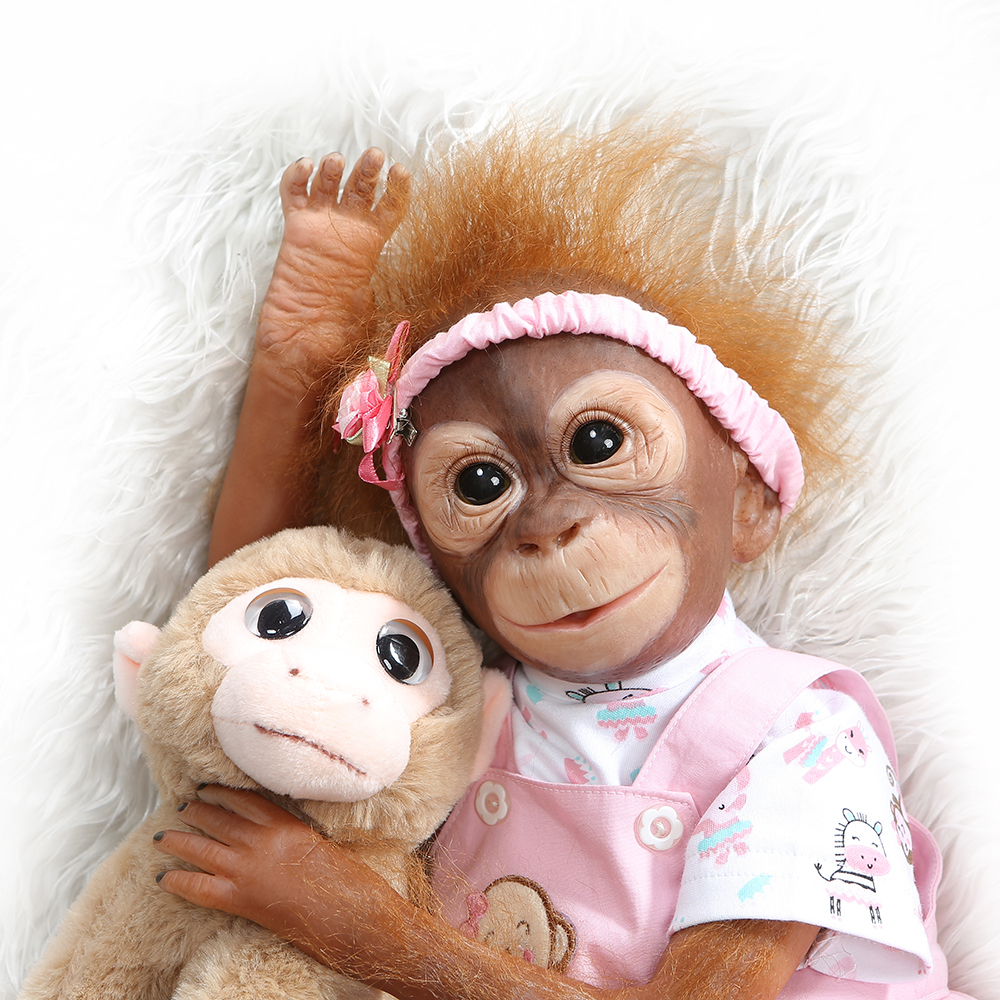 

52cm Realistic Doll Reborn Monkey Decdeal Soft PP cotton Skin TouchHandmade Dolls with Real Baby Clothes 0222