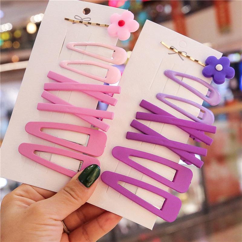 

7PCS Solid Color Kids Hair Accessories Metal Hair Clips Flower Bow Animals Printing Solid Hairpins Snap Drop Clip Barrette, Yellow