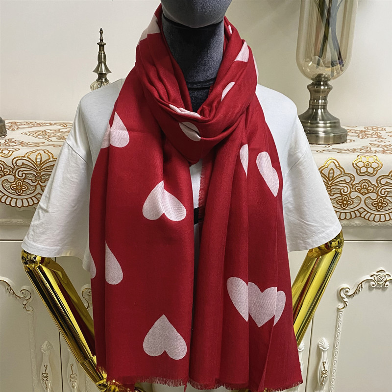 

New style good quality 100% cashmere material thin and soft print hearts pattern long scarves for women size 190cm - 90cm, Blue;gray