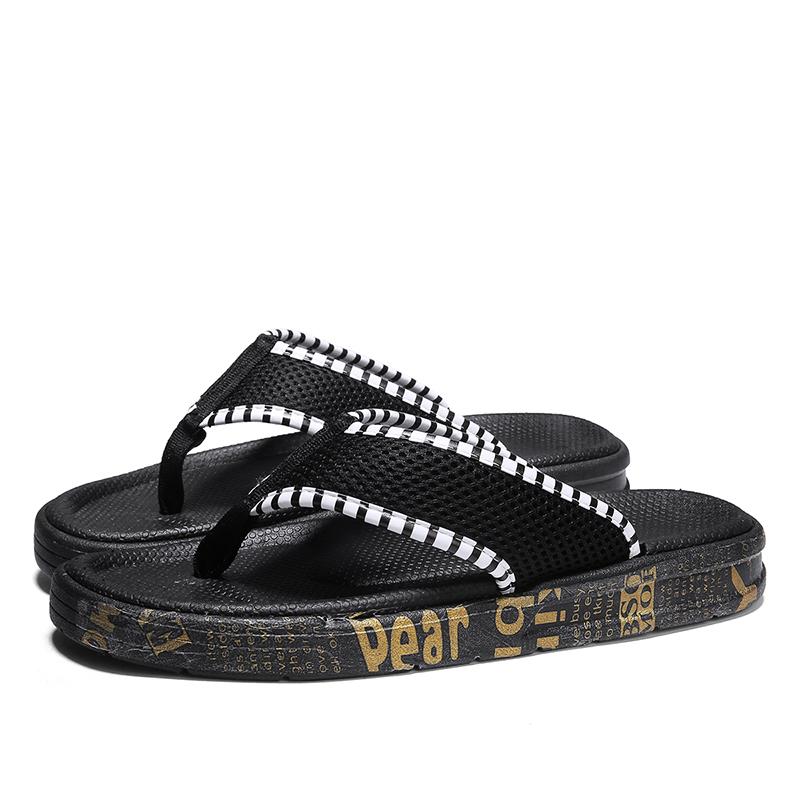 

Slippers Summer Shoes Men Flip Flops High Quality Beach Sandals Non-slip Male Casual Flat Bottom Comfy, Black
