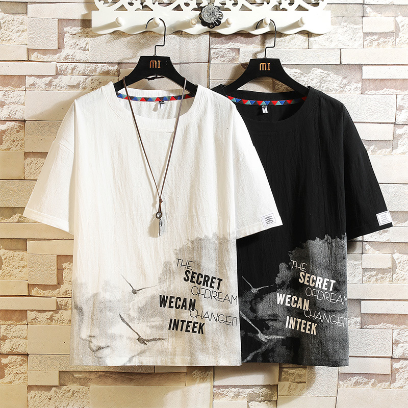 

New Fashion Short Sleeves o Neck Casual T-shirt Black White Men's Cotton 2021 Summer Clothes Top Tees Tshirt Oversize M-5xl Pee8, T3146 2