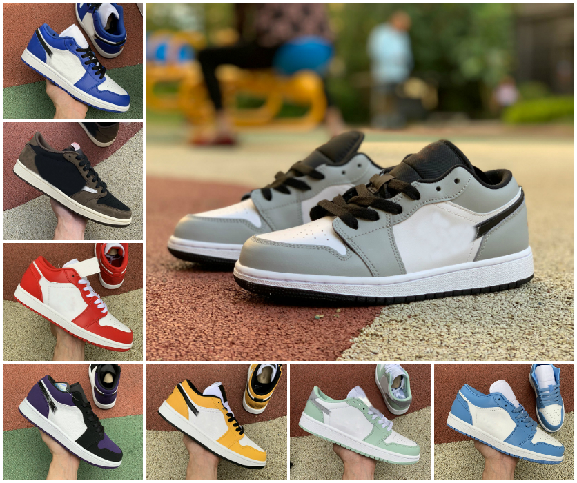 

University blue black low 1 1s basketball shoes UNC light smoke grey game royal pine green south side shadow men sneakers concord sports trainers, Box