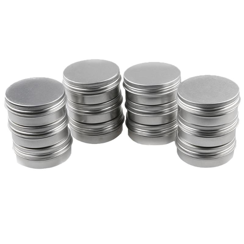 

lot 48 Aluminum Round Screw Lid Cosmetic Lip Tins Container Case 10 30 60g / 0.3oz 1oz 2oz