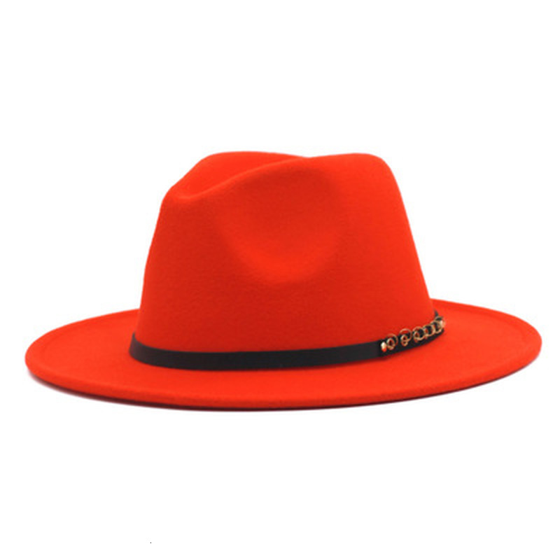 

2021 New Women Felted Classic Simple Winter Black Yellow Green Belt Band Buckle Formal Wedding Fedora Hats Kz4w