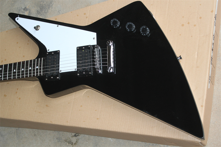 

mahogany wood black explorer electric guitar