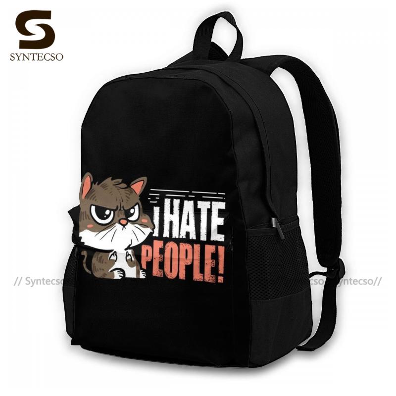 

Backpack I Hate People Backpacks Polyester Fitness Runner Large Beautiful Bags