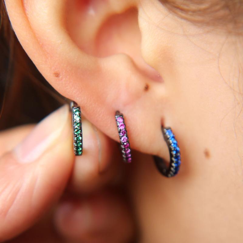 

Stud 100% 925 Sterling Silver Mini Circle Round Clip On Various Color Cz Small Fashion Elegant Young Girl Earring