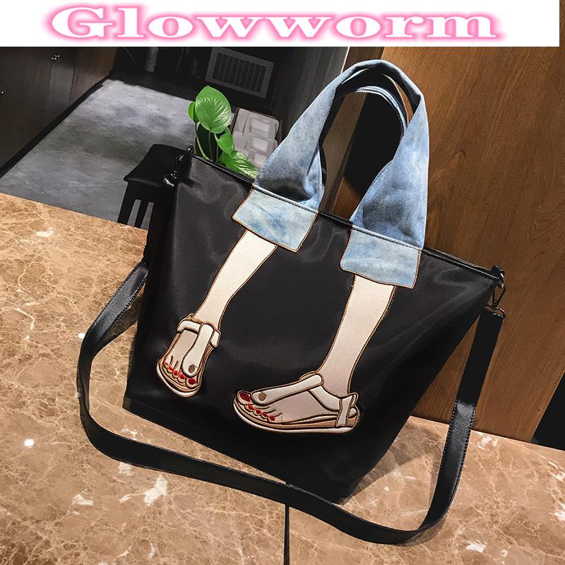 

Trend hand bags women 2021 tote bag big shoulder bag designer embroidered shopping casual printed crossbody bags for women, Black