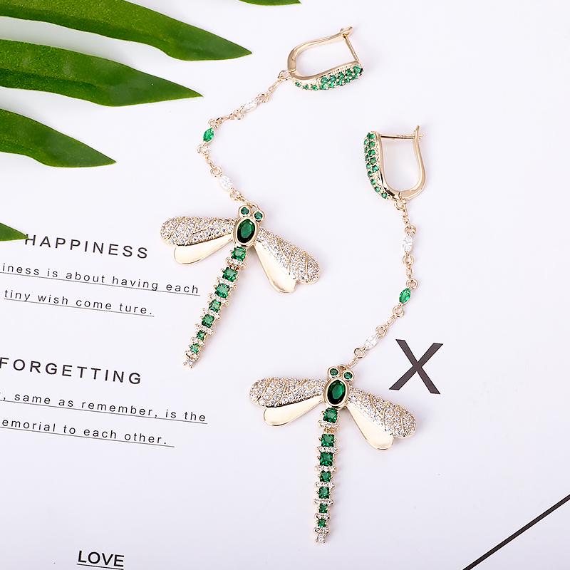 

Dangle & Chandelier XIUMEIYIZU Fashion Zirconia Long Earring Dragonfly Animal Luxury Women Jewelris Drop