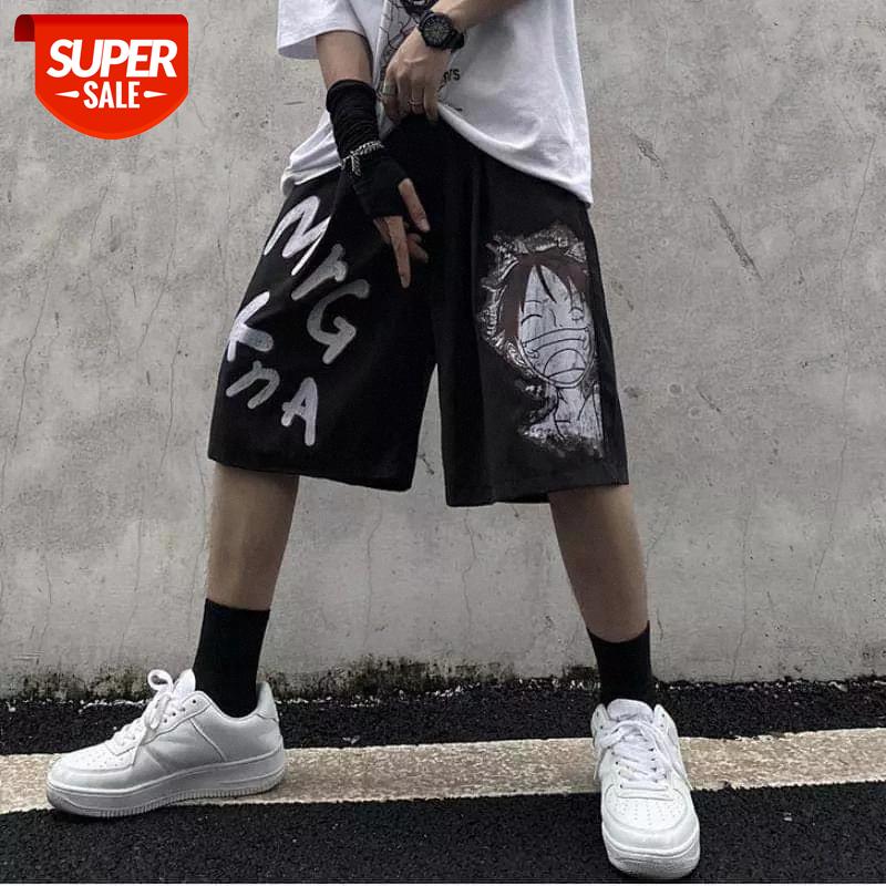 

High Street Pants Men's Straight Straight Loose Wide Leg Pants Harajuku Style Super Fire Anime Letter Print Summer Casual #bp9Y, Black;white