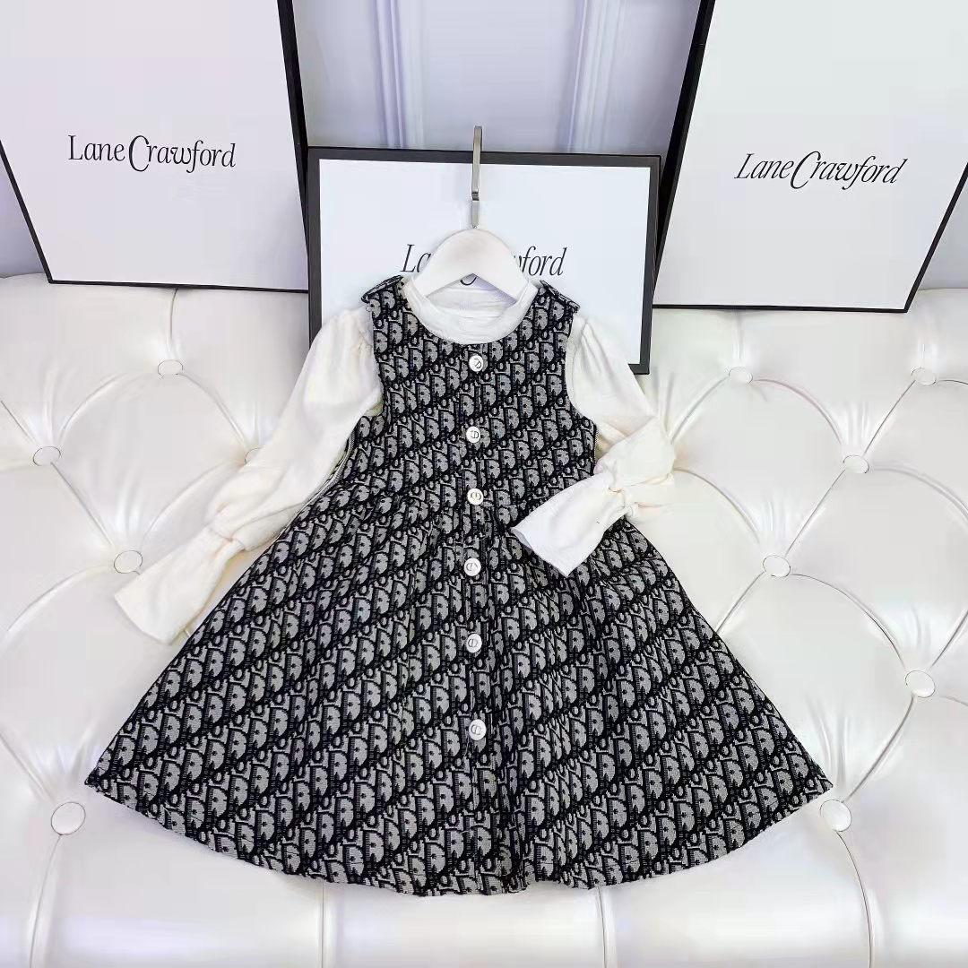 

Girl clothes flower party dresses black color fashion lace designer kids clothing sets 100-160 cm winter fancy baby girls toddlers clothe, Customize