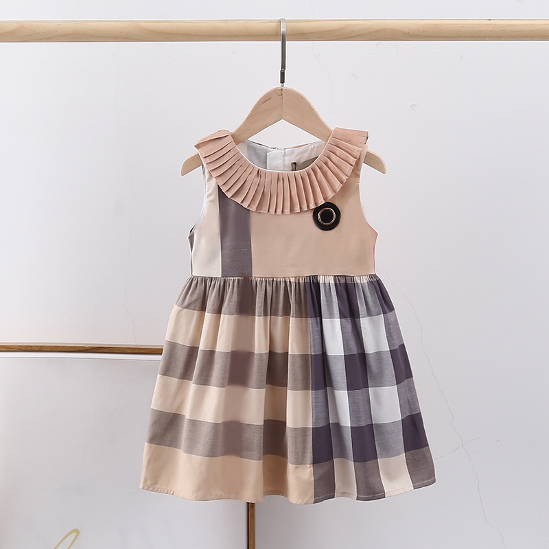 

Baby Girl Designer Clothing Dress Summer Girls Sleeveless Dress Cotton Baby Kids Big Plaid Bow Dress Multi Colors, Red;yellow