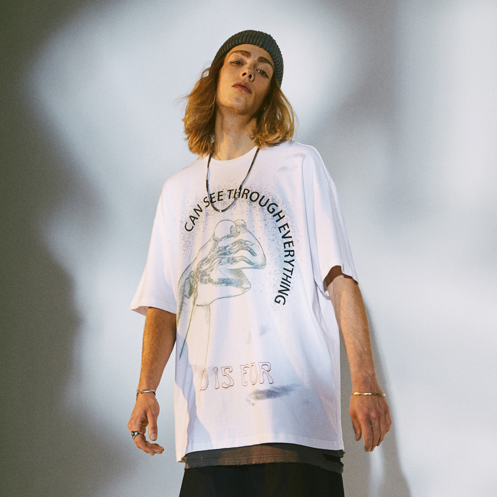 

2021 New Perspective Frog Print T-shirts Hip Hop Streetwear Tshirts Men Fashion Summer Casual Short Sleeve Tops Tees Male Xerv, White