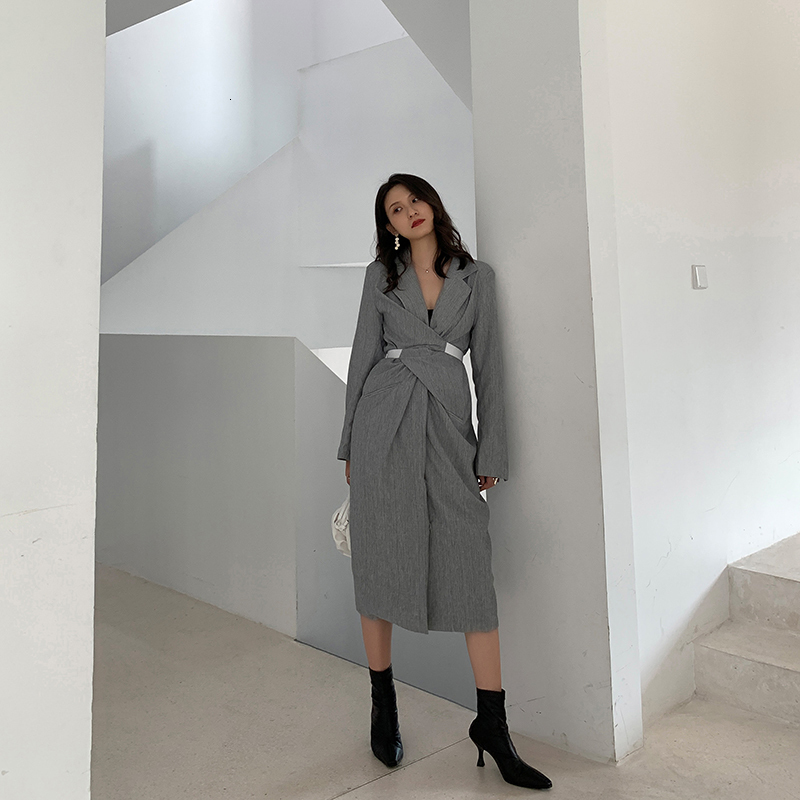 

Women's Jumpsuits & Rompers [Eam] long grey female dress plied, elegant with sleeve v-collar, loose tide, spring fashion summer 1w485 JXXJ, 1# shoe box
