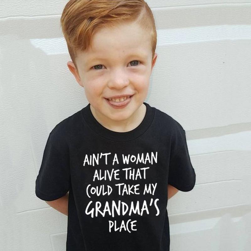 

T-shirts Funny Kids Tshirt Ain't A Woman Alive That Could Take My Grandma's Place Letter Print Short Sleeve Toddler Boy Girl Tees Clothes, 52v3-kstye-