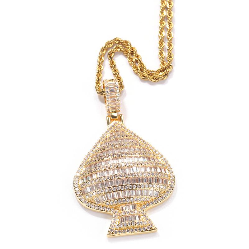 

Pendant Necklaces Hip Hop Micro Paved + Cubic Zirconia Bling Iced Out Spades Heart Pendants For Men Rapper Jewelry Drop