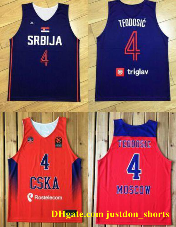 

Milos Teodosic #4 Serbia Srbija Moscow CSKA Basketball Jersey EuroLeague print CUSTOM any name number S-XXXL jersey Shirts, Black;red