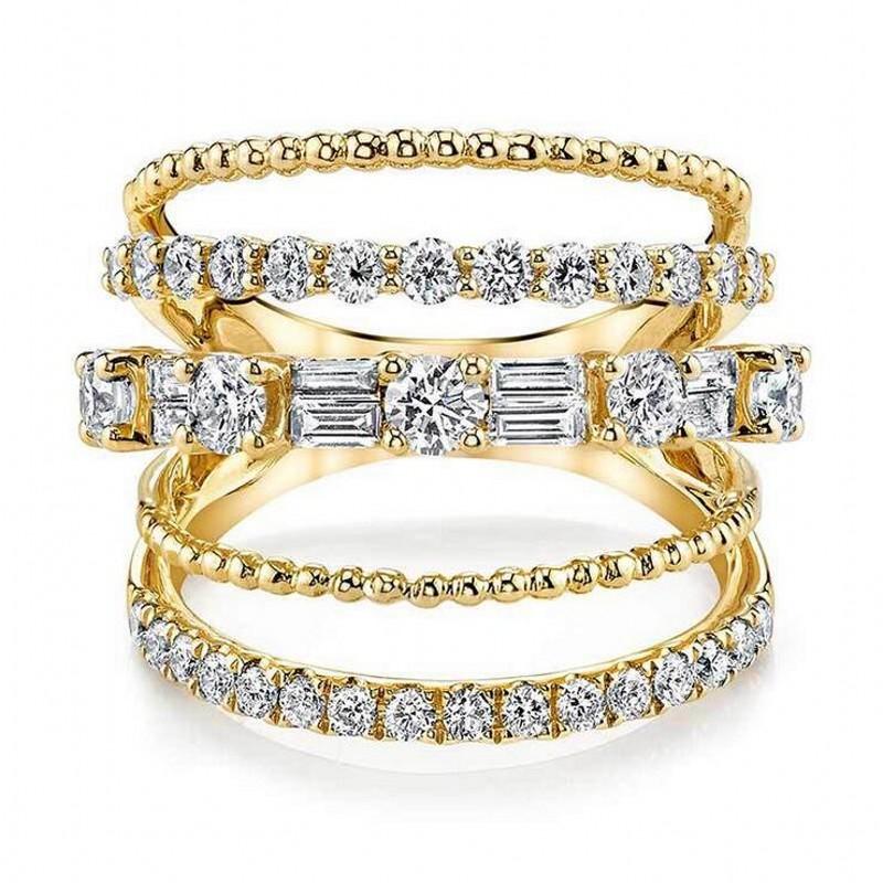 

Cluster Rings 2021 Arrival Classical Retro Jewelry 925 Sterling Silver &Gold Fill Princess Cut White Cubic Zirconia Ring