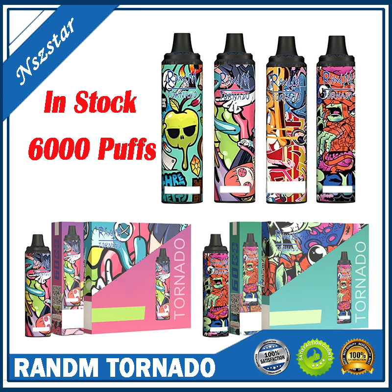 

RANDM TORNADO 6000 PUFFS E-Cigarette Disposable Vape Pen Device Pod 12ml Capatity 850mah Battery Recharge Type-C Port Air-Adjust Flow