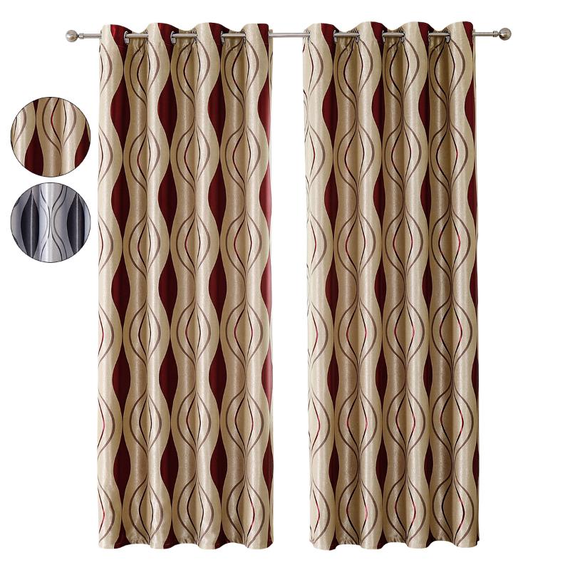 

Curtain & Drapes Intersect Wave Print Panel Textured Thermal Insulated Blind Windows Drape Bedroom Vintage Blackout Curtains Living Room