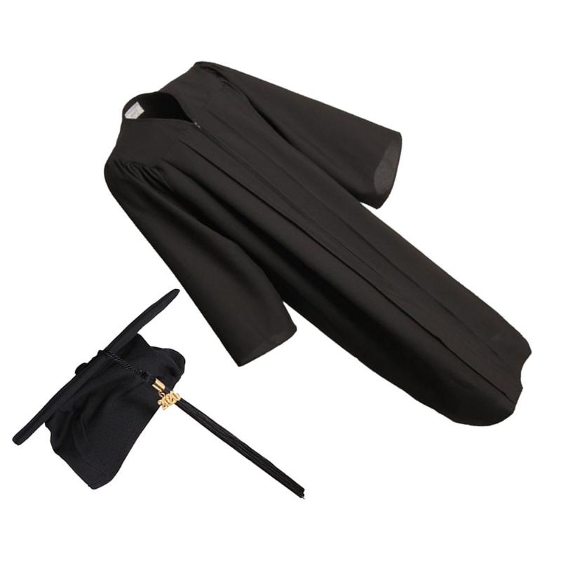 

Clothing Sets Black 2021 Graduation Gown And Tassel Doctoral Cap Bachelor Cloak Robe Cosplay Costume For Ceremony-, White